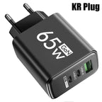 65W Gan Fast Charging Charger USB PD Type-C Multi-Port Mobile Phone Adapter for Iphone 15 Pro Max Samsung Xiaomi Huawei