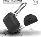Upgrade Silicone Case Protective Cover [Front LED Visible] Compatible with Apple Airpods 2 & 1 (Black)
