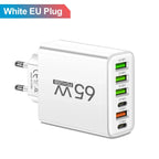 65W USB Phone Charger 6 Ports Type C Fast Charging QC3.0 for Iphone Samsung Xiaomi EU/US Plug Quick Charge Wall Chargers Adapter
